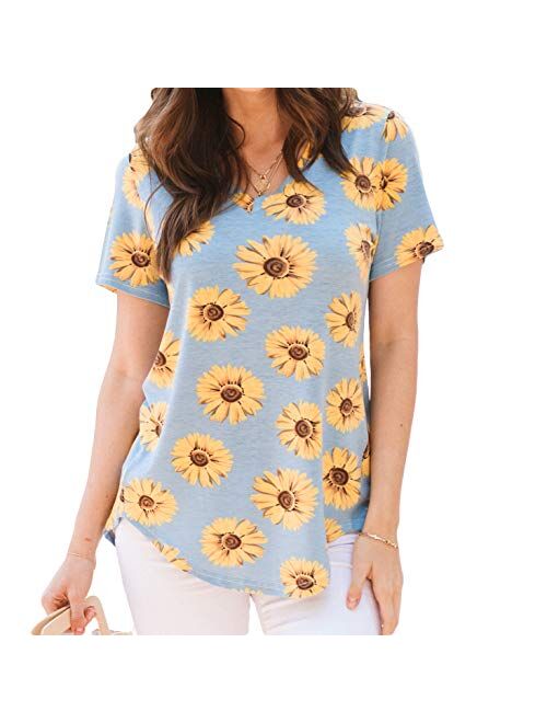 Amaryllis Apparel Women's Short Sleeve Loose Cut Relaxed T-Shirt Top