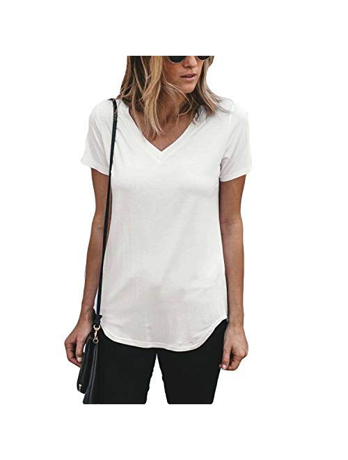 Amaryllis Apparel Women's Short Sleeve Loose Cut Relaxed T-Shirt Top