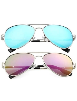 Polarized Aviator Sunglasses for Men Women Metal Frame 100% UV400 Protection Lens, 58mm