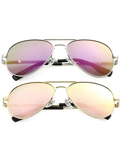 Polarized Aviator Sunglasses for Men Women Metal Frame 100% UV400 Protection Lens, 58mm