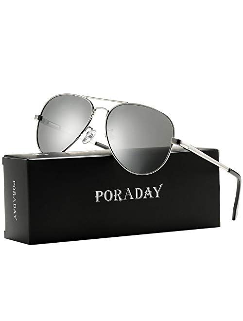 Polarized Aviator Sunglasses for Men Women Metal Frame 100% UV400 Protection Lens, 58mm