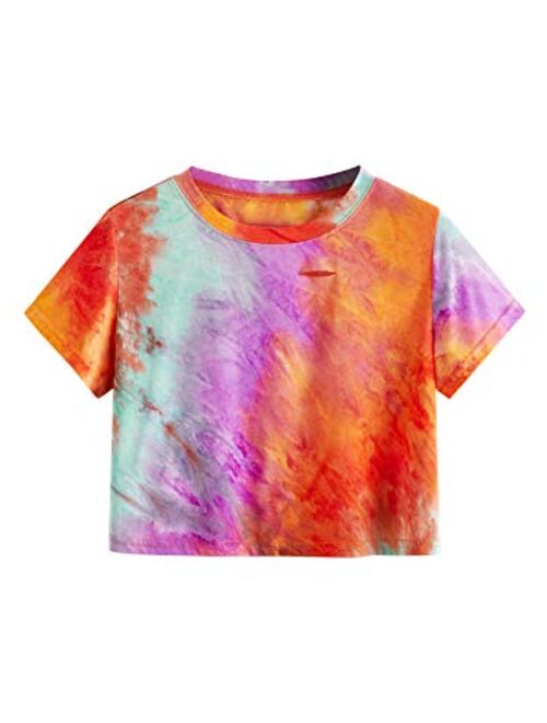 SweatyRocks Women's Summer Short Sleeve T Shirts Distressed Ripped Crop Tops