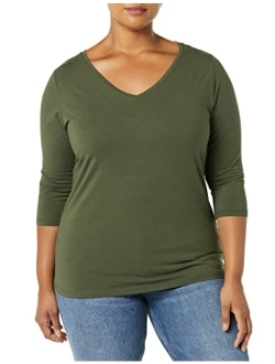 Women's Classic-Fit 3/4 Sleeve V-Neck T-Shirt