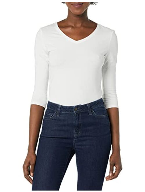 Amazon Essentials Women's Classic-Fit 3/4 Sleeve V-Neck T-Shirt