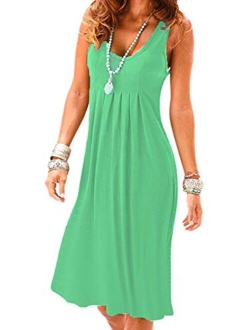 Holibey Womens Summer Beach Tank Dresses Casual Loose Sleeveless Tunic Dress Swing Falred A Line Bikini Coverups