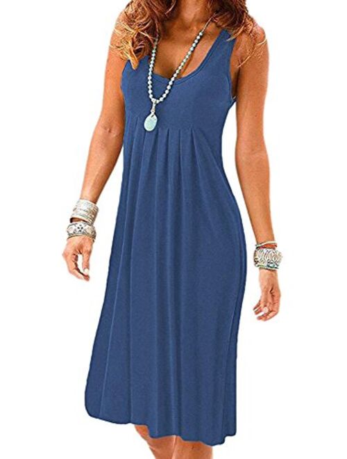 Holibey Womens Summer Beach Tank Dresses Casual Loose Sleeveless Tunic Dress Swing Falred A Line Bikini Coverups