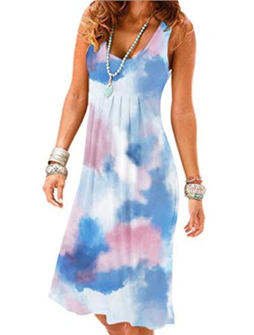 Holibey Womens Summer Beach Tank Dresses Casual Loose Sleeveless Tunic Dress Swing Falred A Line Bikini Coverups