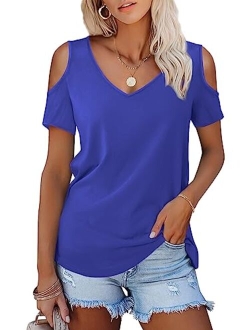 Amoretu Womens' Tops T Shirt with Short 3/4 Sleeve V Neck