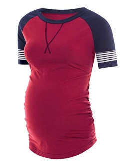 Women's Maternity Shirts Short&Long Sleeve Side Ruched Pregnancy Tops