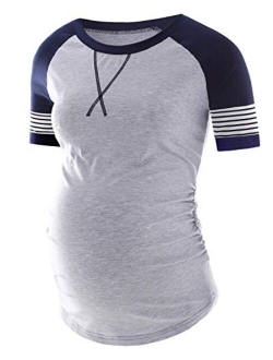 Women's Maternity Shirts Short&Long Sleeve Side Ruched Pregnancy Tops