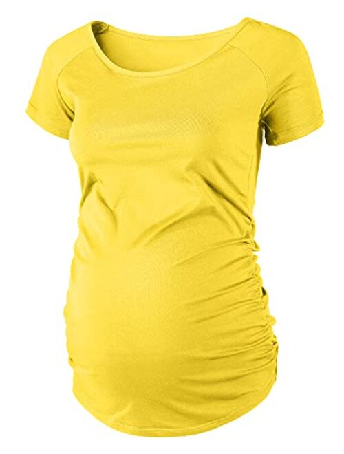 Women's Maternity Shirts Short&Long Sleeve Side Ruched Pregnancy Tops