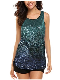 Zeagoo Women's Sleeveless Sparkle Shimmer Camisole Vest Glitter Sequin Tank Tops