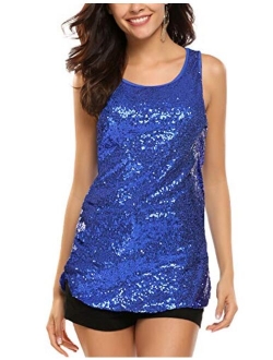 Zeagoo Women's Sleeveless Sparkle Shimmer Camisole Vest Glitter Sequin Tank Tops