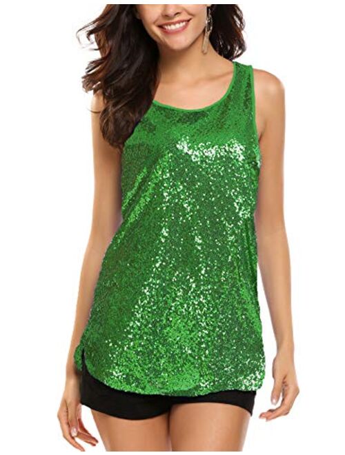 Zeagoo Women's Sleeveless Sparkle Shimmer Camisole Vest Glitter Sequin Tank Tops