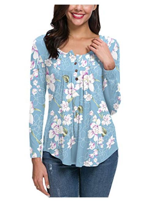 HAOMEILI Women's Shirts Casual Blouse Short Sleeve Ruffle Button Up Tunic Tops Solid Color Fit Flare