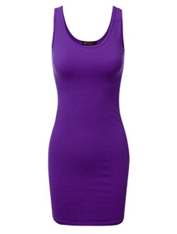 Doublju Women's Basic Scoop Neck Sleeveless Bodycon Mini Tank Dress