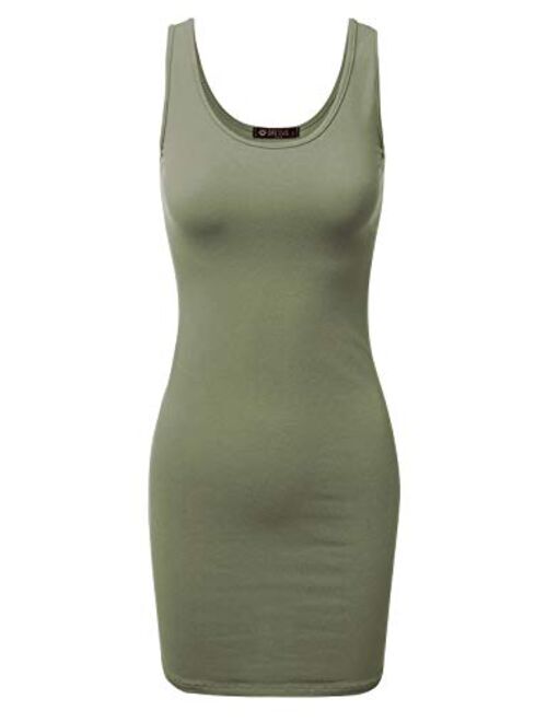 Doublju Women's Basic Scoop Neck Sleeveless Bodycon Mini Tank Dress