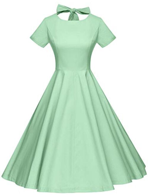 GownTown Womens 1950s Vintage Retro Party Swing Dress Rockabillty Stretchy Dress