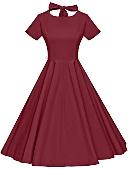 GownTown Womens 1950s Vintage Retro Party Swing Dress Rockabillty Stretchy Dress