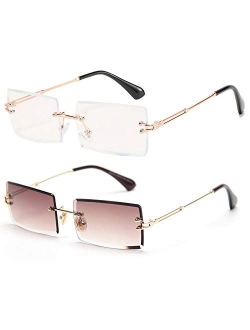 MINCL/Fashion Small Rectangle Sunglasses Women Ultralight Candy Color Rimless Ocean Sun Glasses