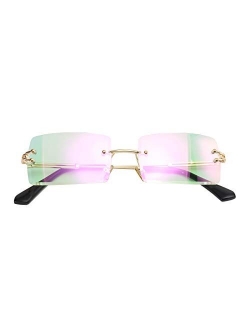 MINCL/Fashion Small Rectangle Sunglasses Women Ultralight Candy Color Rimless Ocean Sun Glasses