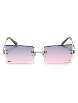 MINCL/Fashion Small Rectangle Sunglasses Women Ultralight Candy Color Rimless Ocean Sun Glasses