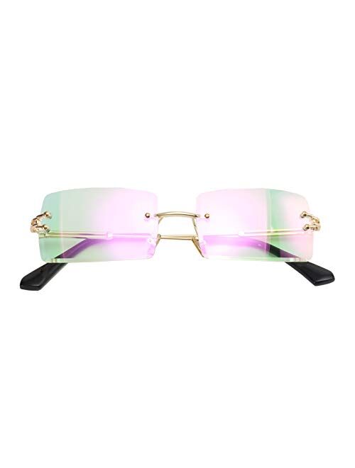 MINCL/Fashion Small Rectangle Sunglasses Women Ultralight Candy Color Rimless Ocean Sun Glasses