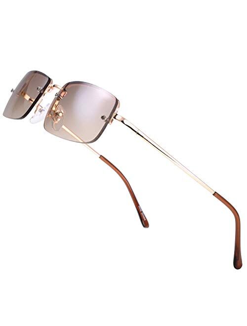 The Fresh Minimalist Small Rectangular Sunglasses Clear Eyewear Spring Hinge - Gift Box Package