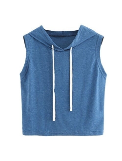 Women's Summer Sleeveless Hooded Crop Tank Top T-Shirt