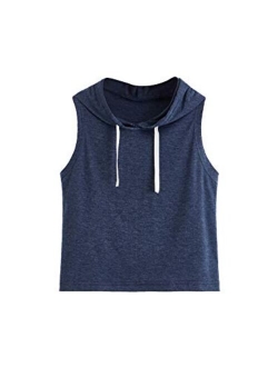 Women's Summer Sleeveless Hooded Crop Tank Top T-Shirt