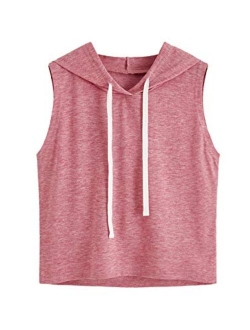 Women's Summer Sleeveless Hooded Crop Tank Top T-Shirt