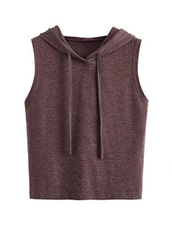 Women's Summer Sleeveless Hooded Crop Tank Top T-Shirt