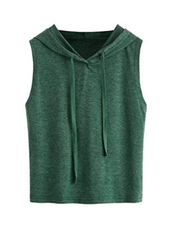 Women's Summer Sleeveless Hooded Crop Tank Top T-Shirt