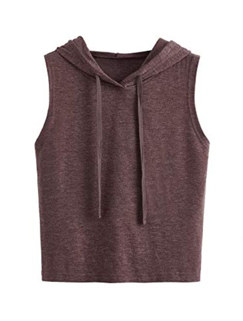 SweatyRocks Women's Summer Sleeveless Hooded Crop Tank Top T-Shirt