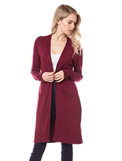 Lotiful Long Cardigans Duster with Pocket Button Up Lightweight Sweater Cardigans for Women