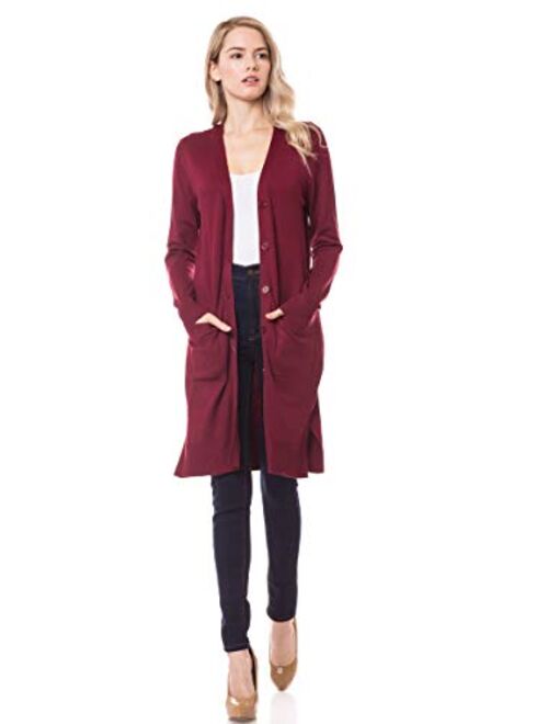 Lotiful Long Cardigans Duster with Pocket Button Up Lightweight Sweater Cardigans for Women