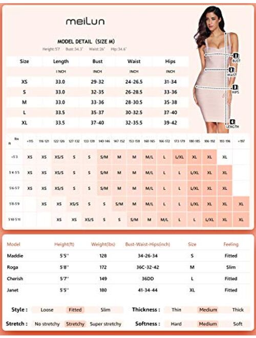 meilun Womens Rayon Belt Detail Bandage Bodycon Party Dress