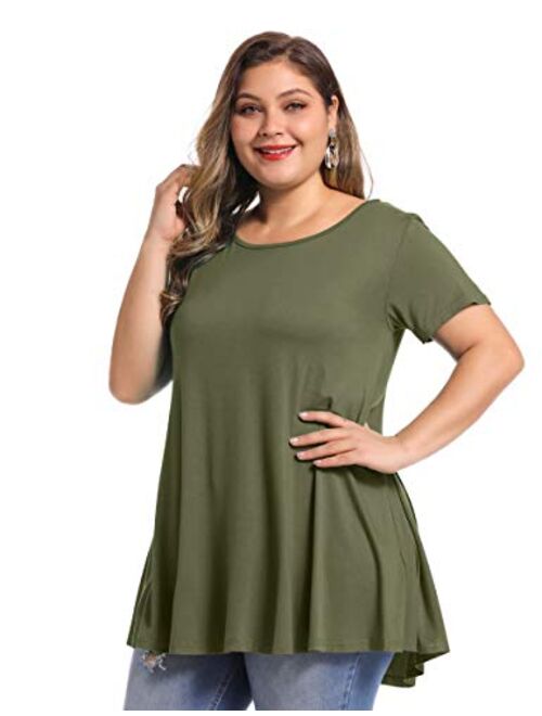 BELAROI Women's Short Sleeve Tunic Tops Plus Size Summer T Shirt for Leggings