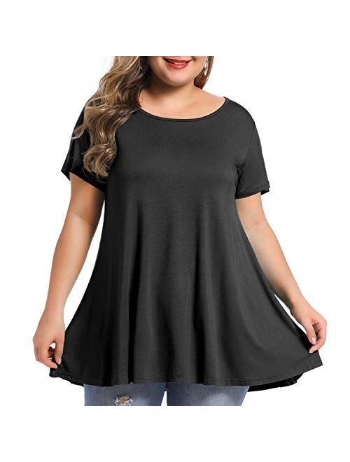 BELAROI Women's Short Sleeve Tunic Tops Plus Size Summer T Shirt for Leggings