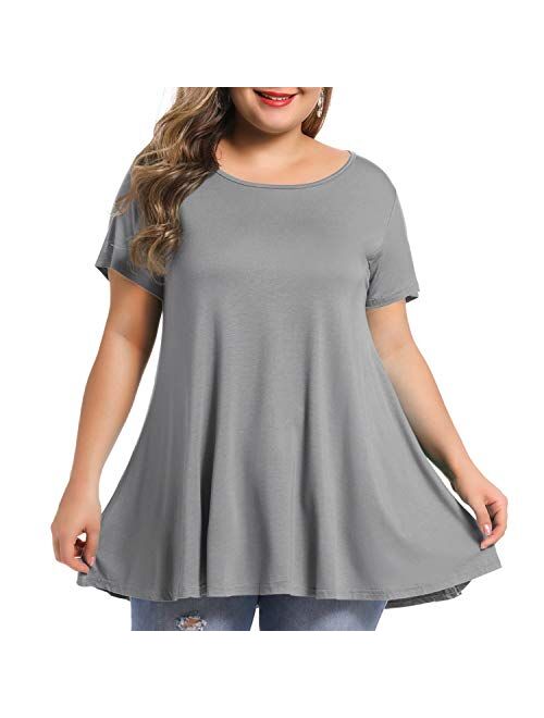 BELAROI Women's Short Sleeve Tunic Tops Plus Size Summer T Shirt for Leggings