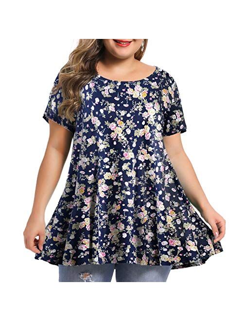 BELAROI Women's Short Sleeve Tunic Tops Plus Size Summer T Shirt for Leggings