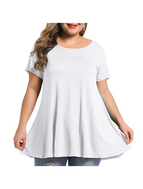 BELAROI Women's Short Sleeve Tunic Tops Plus Size Summer T Shirt for Leggings