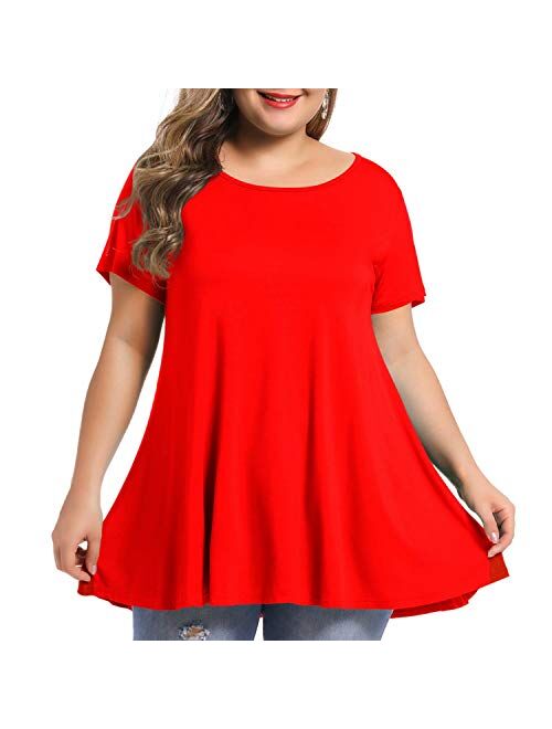 BELAROI Women's Short Sleeve Tunic Tops Plus Size Summer T Shirt for Leggings