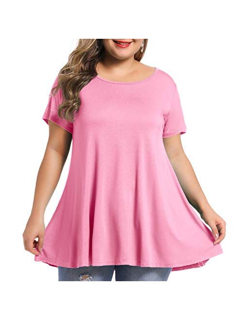 BELAROI Women's Short Sleeve Tunic Tops Plus Size Summer T Shirt for Leggings