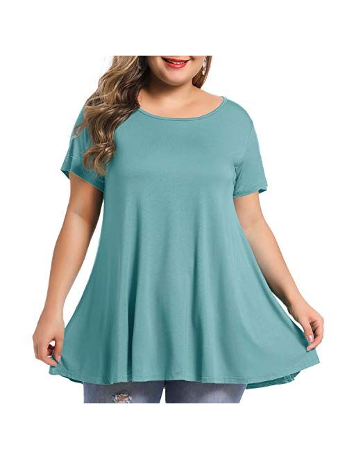 BELAROI Women's Short Sleeve Tunic Tops Plus Size Summer T Shirt for Leggings