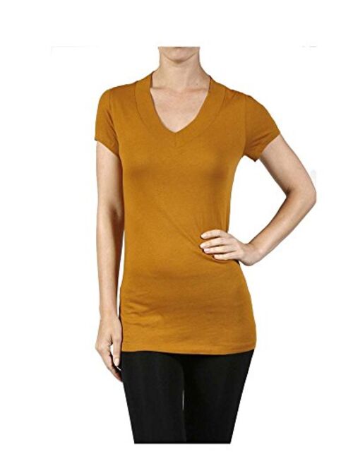 Hollywood Star Fashion Women's Deep V-Neck Short-Sleeve Shirt