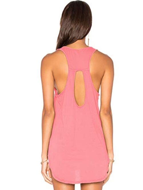 Muzniuer Women's Backless Long Tank Backless Yoga Shirts Workout Shirts Cover up Long Tank Summer Casual T Shirts