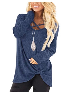 NIASHOT Womens Long Sleeves Tops V Neck Casual Fall Sweaters Shirts