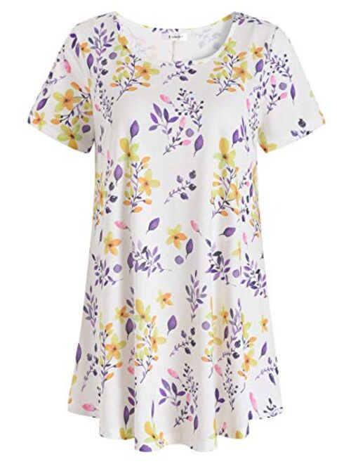 Esenchel Women's Short Sleeves Patterned Tunic Top