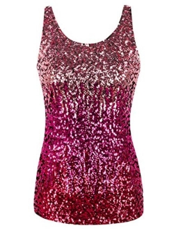 kayamiya Women's 1920S Style Glitter Sequined Vest Tank Tops